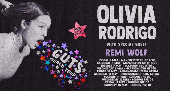 TOUR NEWS : DUE TO INCREDIBLE FAN DEMAND OLIVIA RODRIGO ANNOUNCES 5 NEW UK DATES ON GUTS WORLD TOUR